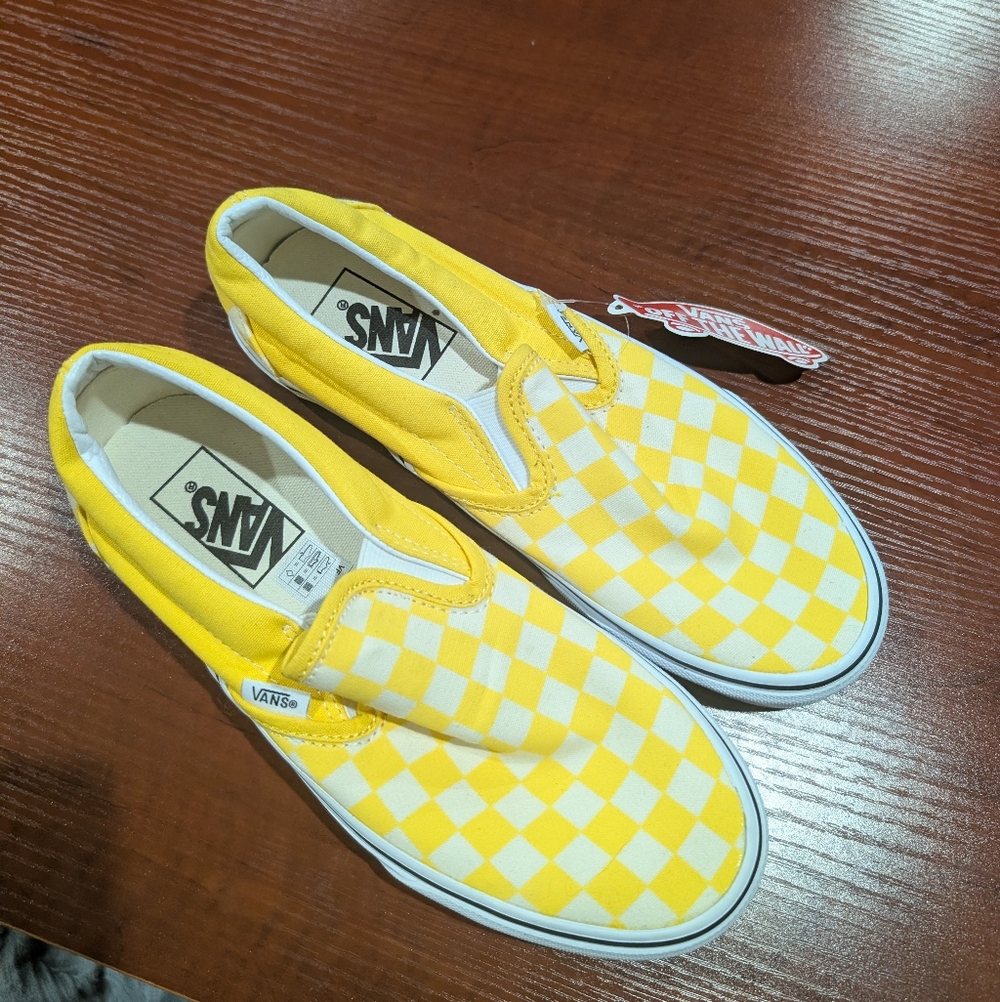 Vans Yellow Cheakerprint Slip-on's